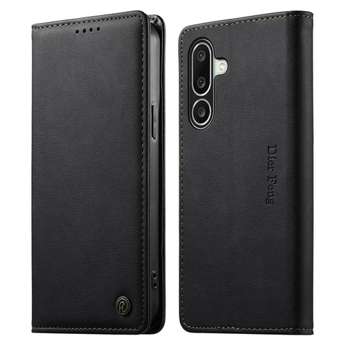 DIERFENG DF-019 for Samsung Galaxy A27 5G Leather Wallet Case Magnetic Flip Cover with Card Slots RFID Blocking - Black - 1