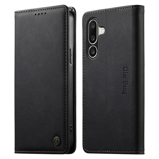 DIERFENG DF-019 for Samsung Galaxy A27 5G Leather Wallet Case Magnetic Flip Cover with Card Slots RFID Blocking - Black - 1