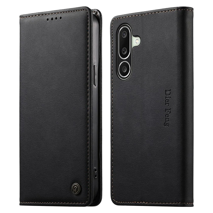 DIERFENG DF-019 for Samsung Galaxy A27 5G Leather Wallet Case Magnetic Flip Cover with Card Slots RFID Blocking - Black - 1