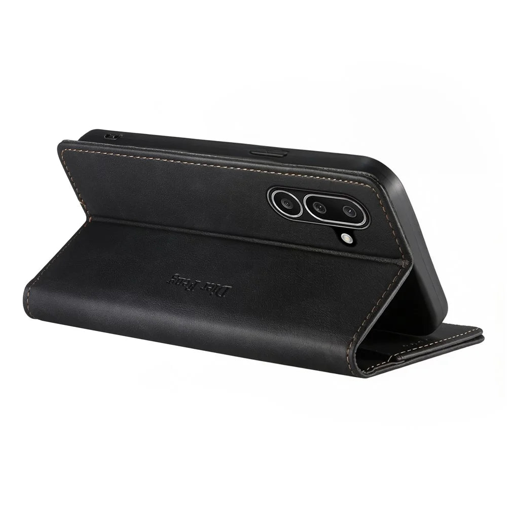 DIERFENG DF-019 for Samsung Galaxy A27 5G Leather Wallet Case Magnetic Flip Cover with Card Slots RFID Blocking - Black - 2