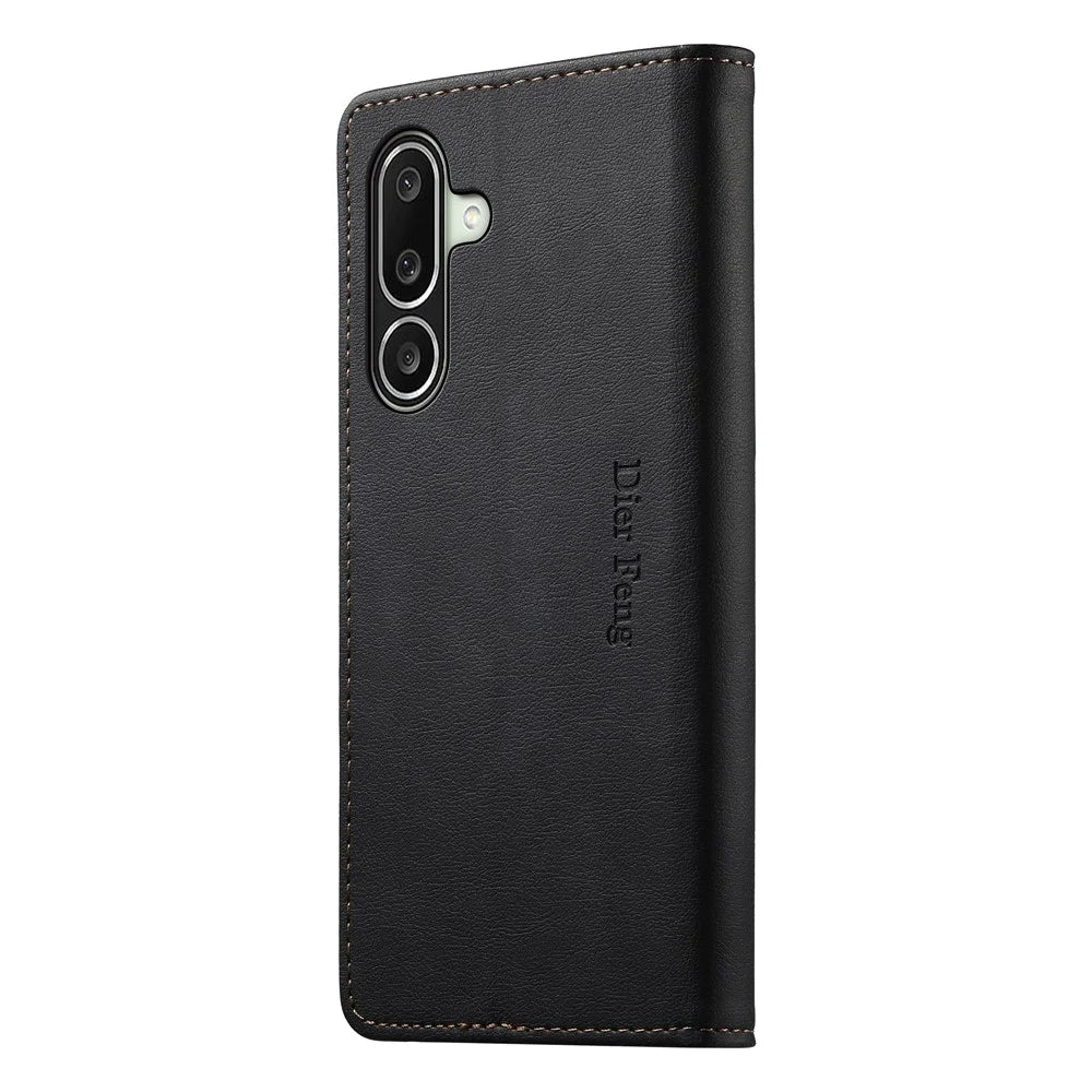 DIERFENG DF-019 for Samsung Galaxy A27 5G Leather Wallet Case Magnetic Flip Cover with Card Slots RFID Blocking - Black - 5