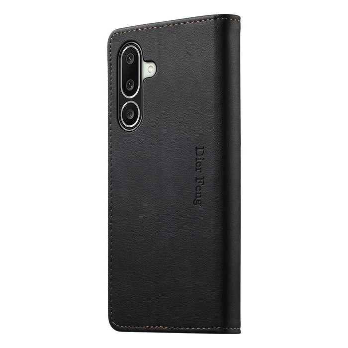 DIERFENG DF-019 for Samsung Galaxy A27 5G Leather Wallet Case Magnetic Flip Cover with Card Slots RFID Blocking - Black - 5