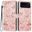 For iPhone 18 Pro / 17 Pro Wallet Case Pattern Printing PU Leather Stand Flip Phone Cover with Wrist Strap - Pink Sakura Butterfly - 1