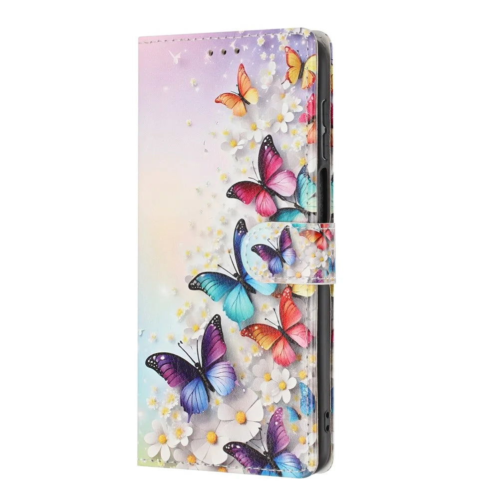 For Samsung Galaxy A36 5G Wallet Case Pattern Printing PU Leather Stand Flip Phone Cover with Wrist Strap - Colorful Butterfly - 7