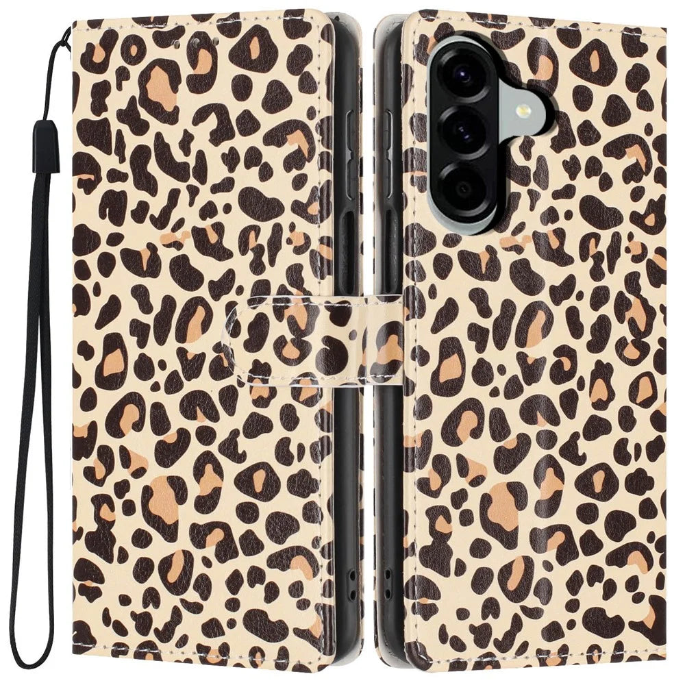 For Samsung Galaxy A05s 4G Wallet Case Pattern Printing PU Leather Stand Flip Phone Cover with Wrist Strap - Leopard Print - 1
