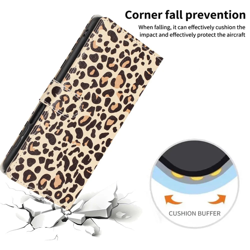 For Samsung Galaxy A05s 4G Wallet Case Pattern Printing PU Leather Stand Flip Phone Cover with Wrist Strap - Leopard Print - 4