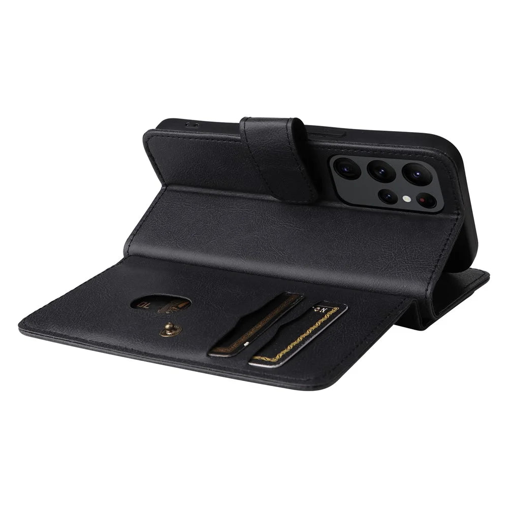 For Samsung Galaxy S23 Ultra Leather Case with 10 Card Holder Phone Cover Stand - Black - 6