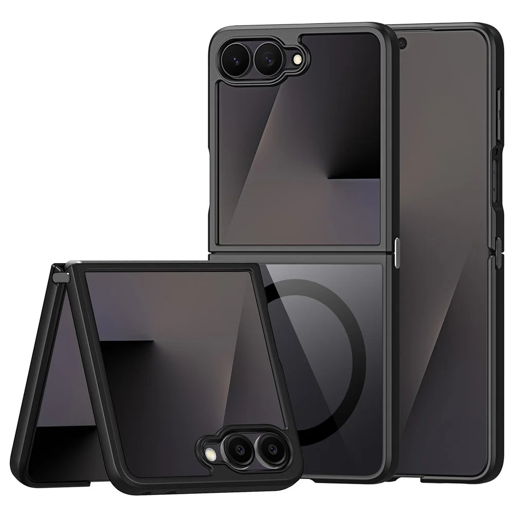 DUX DUCIS Aimo Series For Samsung Galaxy Z Flip8 Magnetic Case PC + TPU Clear Back Phone Cover (REACH Certification) - Black - 1