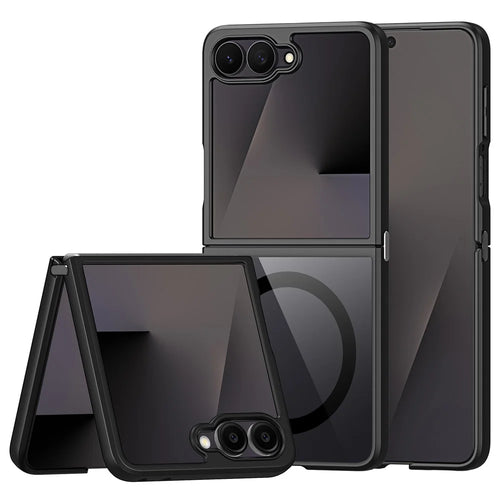 DUX DUCIS Aimo Series For Samsung Galaxy Z Flip8 Magnetic Case PC + TPU Clear Back Phone Cover (REACH Certification) - Black - 1