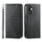 For Samsung Galaxy A27 5G Case Calf Texture PU Leather Wallet Phone Cover with Wrist Strap - Black - 1