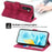 For Samsung Galaxy A27 5G Wallet Case Flower Pattern PU Leather Phone Cover with Strap - Wine Red - 6