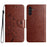 For Samsung Galaxy A37 5G Case Imprinted Mini Butterfly Leather Wallet Phone Cover - Brown - 1