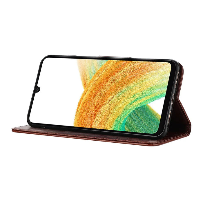 For Samsung Galaxy A37 5G Case Imprinted Mini Butterfly Leather Wallet Phone Cover - Brown - 4