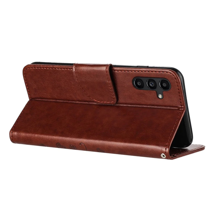 For Samsung Galaxy A57 5G Case Imprinted Mini Butterfly Leather Wallet Phone Cover - Brown - 3