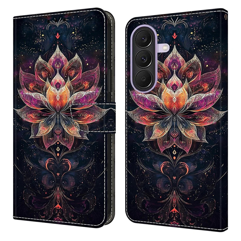 For Samsung Galaxy A37 5G Wallet Stand Case Pattern Printing Leather Phone Cover - Gilded Lotus - 1
