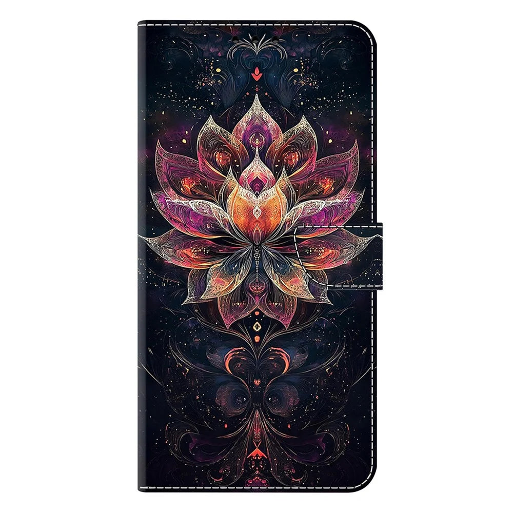 For Samsung Galaxy A37 5G Wallet Stand Case Pattern Printing Leather Phone Cover - Gilded Lotus - 6
