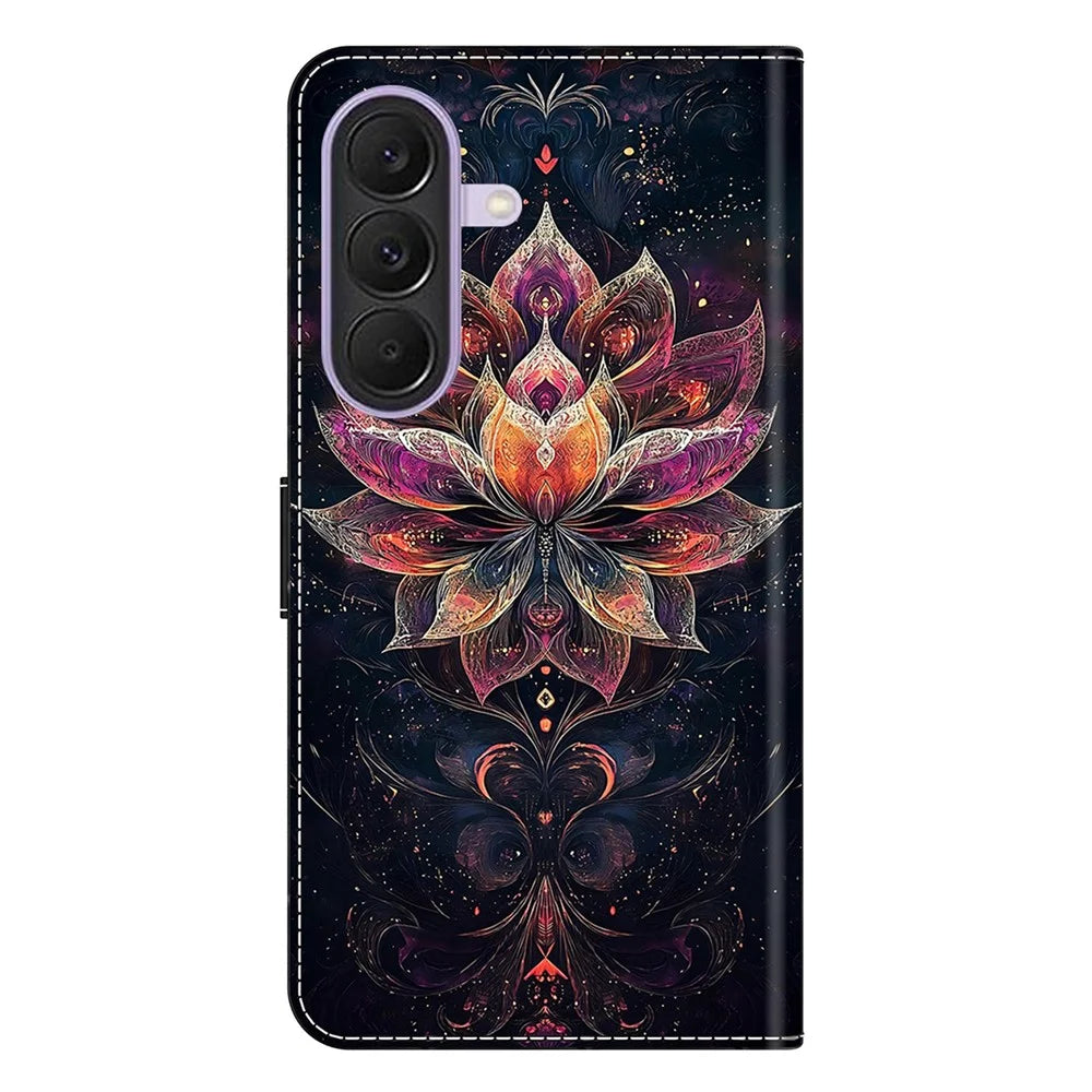 For Samsung Galaxy A37 5G Wallet Stand Case Pattern Printing Leather Phone Cover - Gilded Lotus - 7
