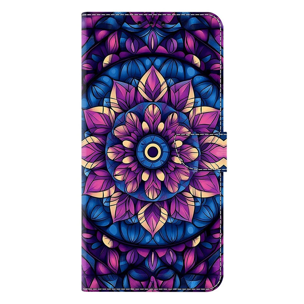 For Samsung Galaxy A27 5G Wallet Stand Case Pattern Printing Leather Phone Cover - Indigo Mandala - 6