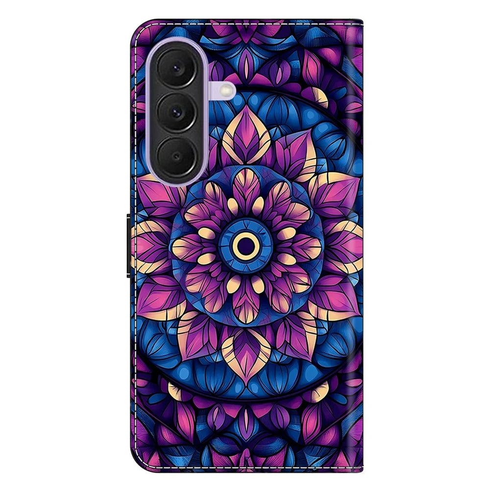 For Samsung Galaxy A27 5G Wallet Stand Case Pattern Printing Leather Phone Cover - Indigo Mandala - 7