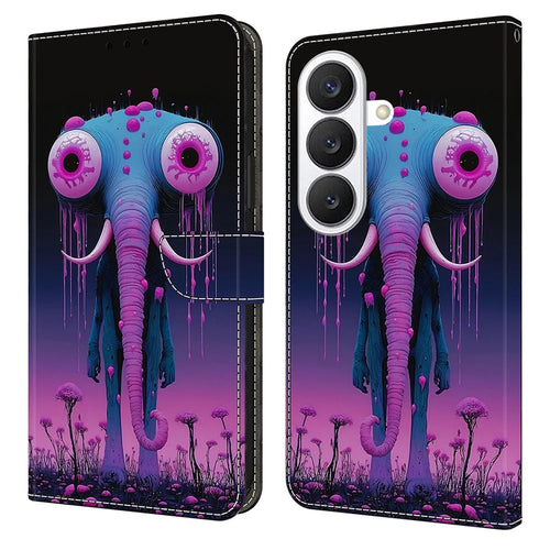For Samsung Galaxy S26+ Wallet Stand Case Pattern Printing Leather Phone Cover - Long-nosed Elephant - 1