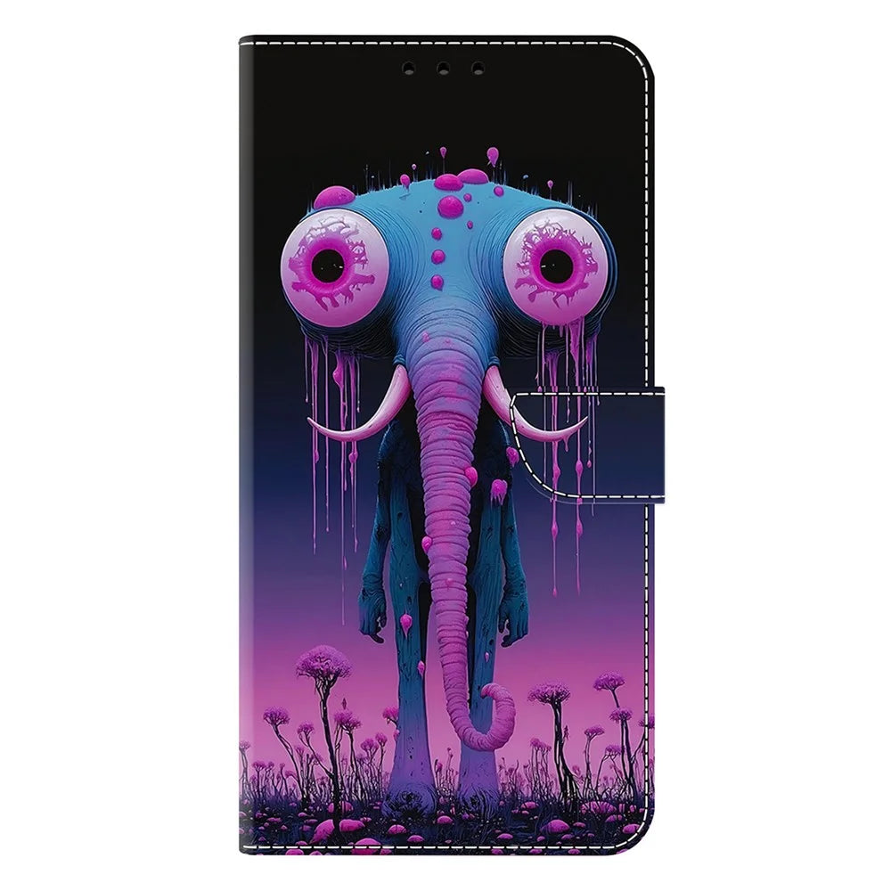 For Samsung Galaxy S26+ Wallet Stand Case Pattern Printing Leather Phone Cover - Long-nosed Elephant - 6