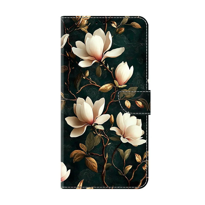 For Samsung Galaxy A56 5G Wallet Stand Case Pattern Printing Leather Phone Cover - White Magnolia - 7