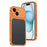 For iPhone 15 Metal Frame Case Magnetic Snap On Frame PC Hollow Back Heat Dissipation Shockproof Cover - Titanium Orange - 1