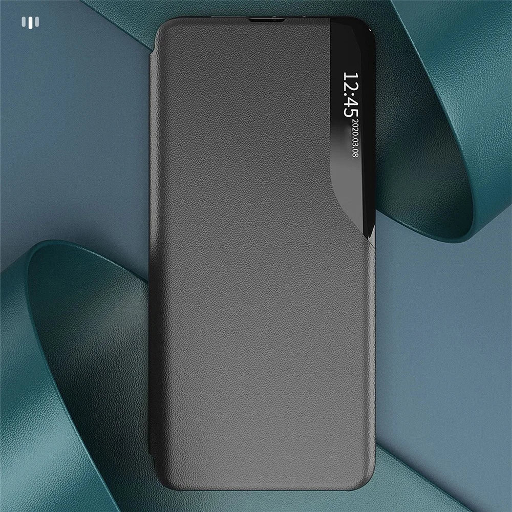 For Samsung Galaxy A27 5G Case Stand View Window Leather Phone Cover - Black - 5
