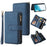 For Samsung Galaxy S23 Zipper Wallet Case with 15 Card Slots and Strap Leather Phone Cover - Blue - 1