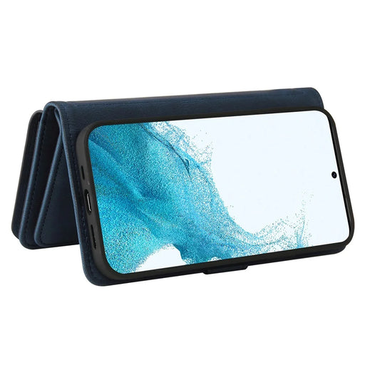 For Samsung Galaxy S23 Zipper Wallet Case with 15 Card Slots and Strap Leather Phone Cover - Blue - 2