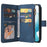 For Samsung Galaxy S23 Zipper Wallet Case with 15 Card Slots and Strap Leather Phone Cover - Blue - 6