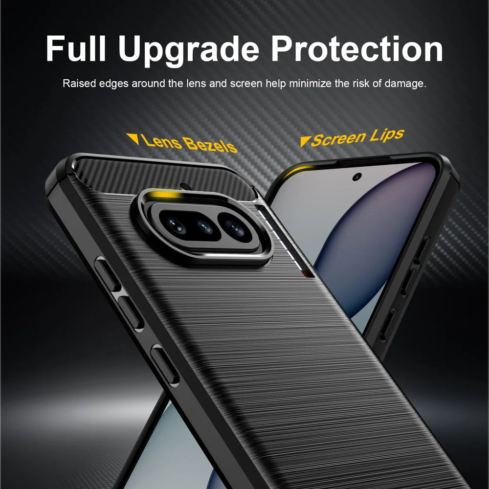 WANLONFENG for Nothing Phone (4a) Case with Screen Film  LS Series Big Lens Hole Brushed Texture TPU Phone Cover - Black - 4