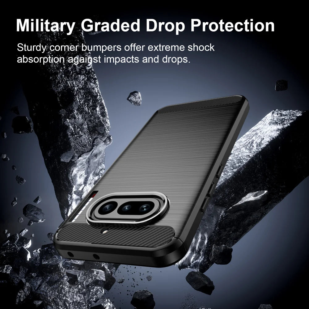 WANLONFENG for Nothing Phone (4a) Case with Screen Film  LS Series Big Lens Hole Brushed Texture TPU Phone Cover - Black - 5