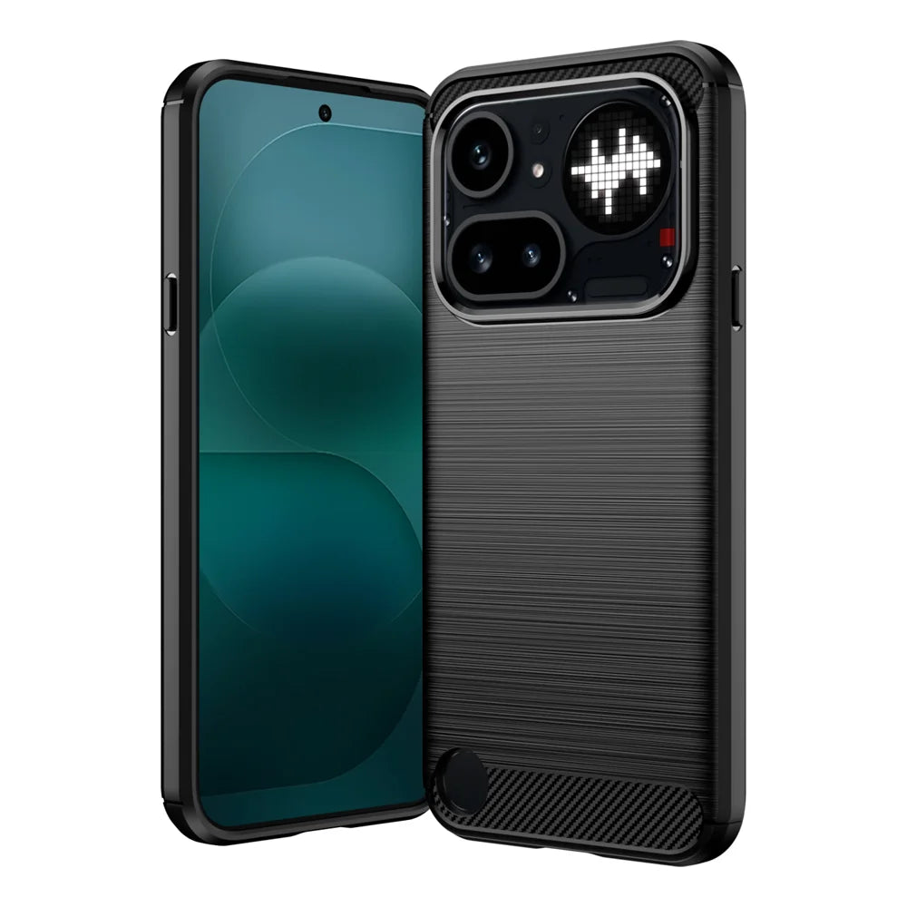 WANLONFENG for Nothing Phone (4a) Pro Case with Screen Film  LS Series Big Lens Hole Brushed Texture TPU Phone Cover - Black - 2