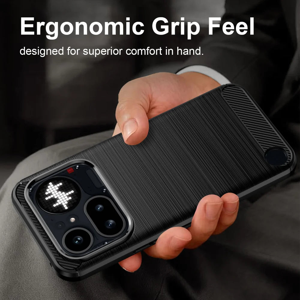 WANLONFENG for Nothing Phone (4a) Pro Case with Screen Film  LS Series Big Lens Hole Brushed Texture TPU Phone Cover - Black - 3