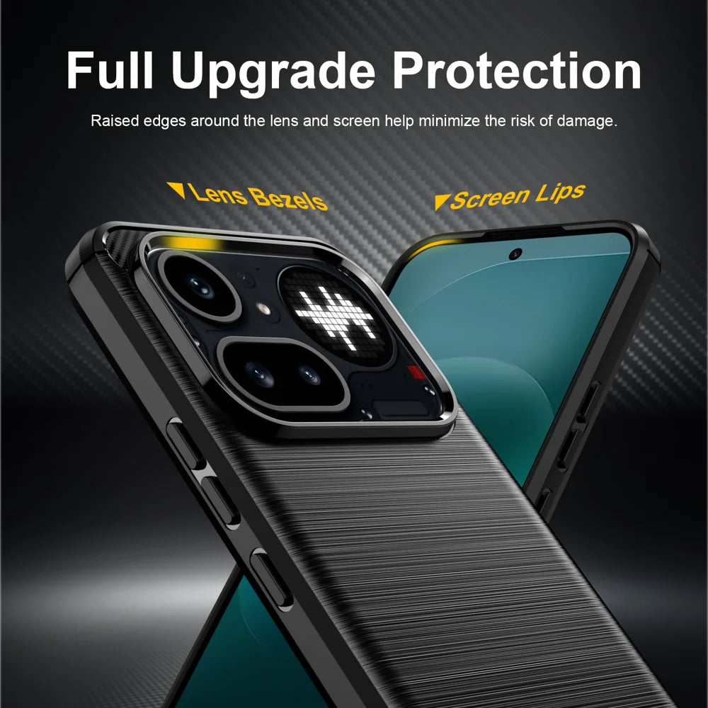 WANLONFENG for Nothing Phone (4a) Pro Case with Screen Film  LS Series Big Lens Hole Brushed Texture TPU Phone Cover - Black - 4