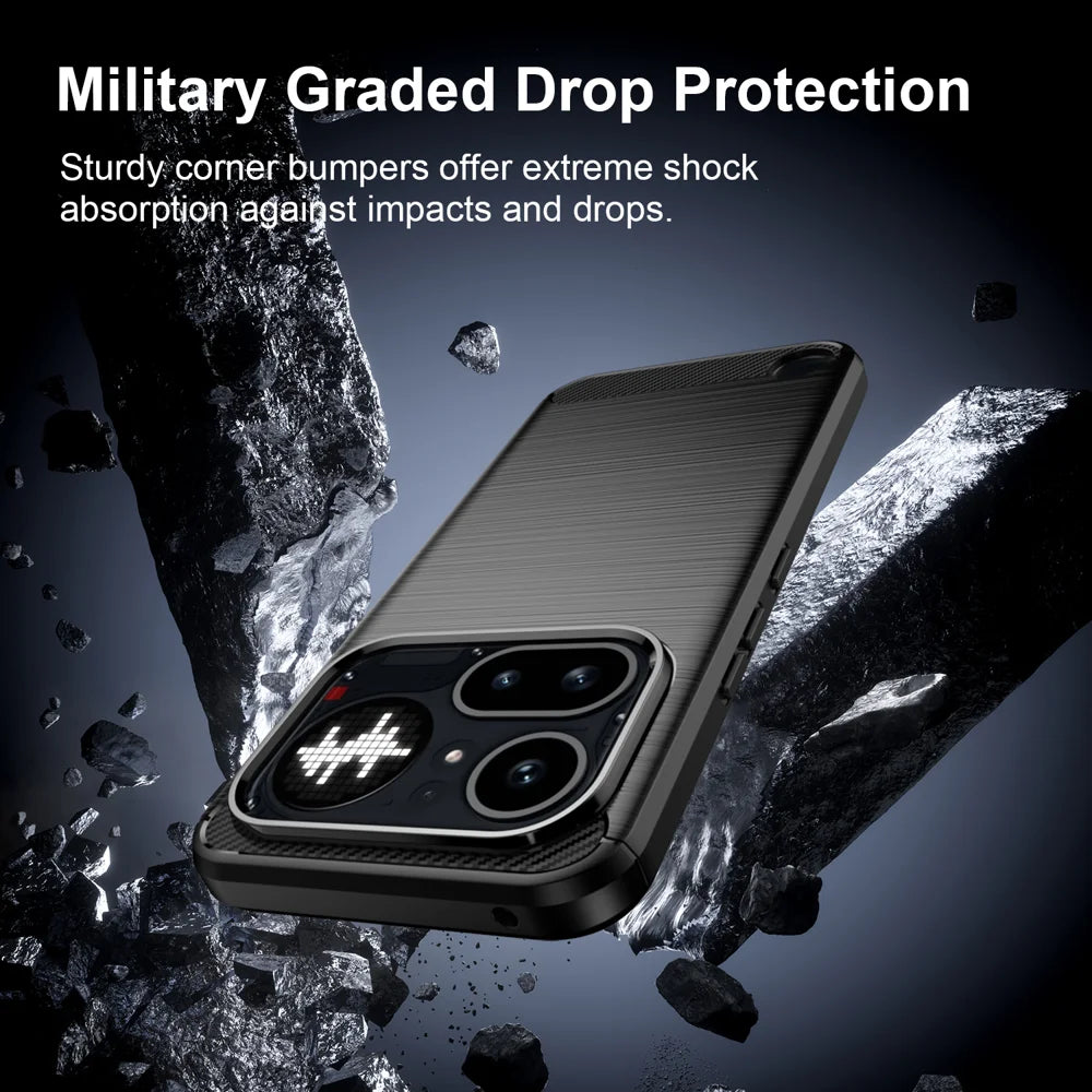 WANLONFENG for Nothing Phone (4a) Pro Case with Screen Film  LS Series Big Lens Hole Brushed Texture TPU Phone Cover - Black - 5