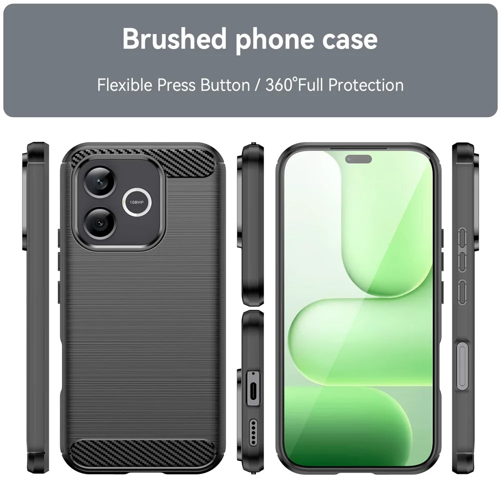 WANLONFENG for Honor 600 Lite 5G Case with Screen Film  LS Series Big Lens Hole Brushed Texture TPU Phone Cover - Black - 3
