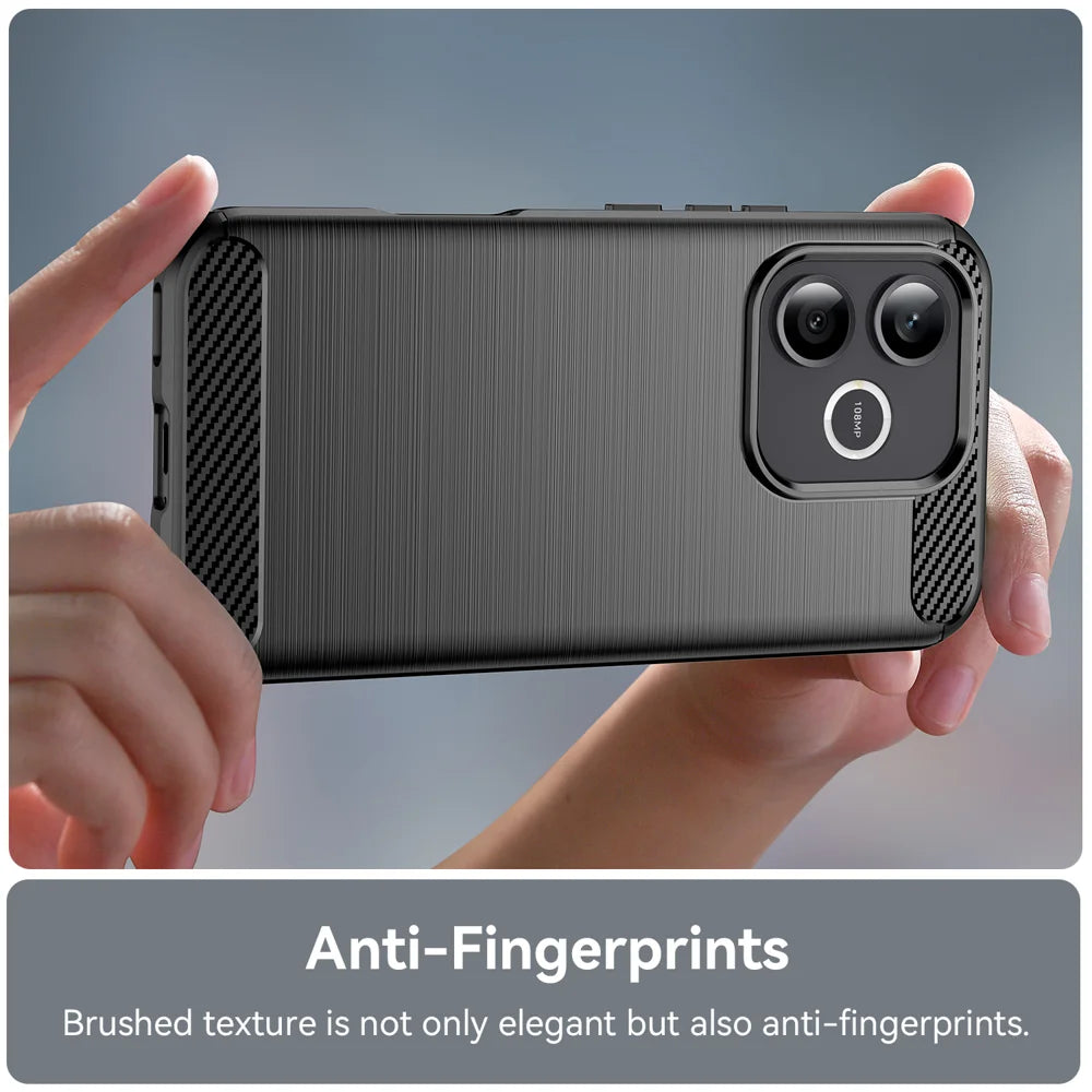 WANLONFENG for Honor 600 Lite 5G Case with Screen Film  LS Series Big Lens Hole Brushed Texture TPU Phone Cover - Black - 6