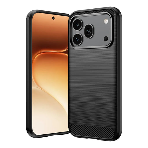 WANLONFENG for Honor 600 5G Case with Screen Film  LS Series Big Lens Hole Brushed Texture TPU Phone Cover - Black - 2