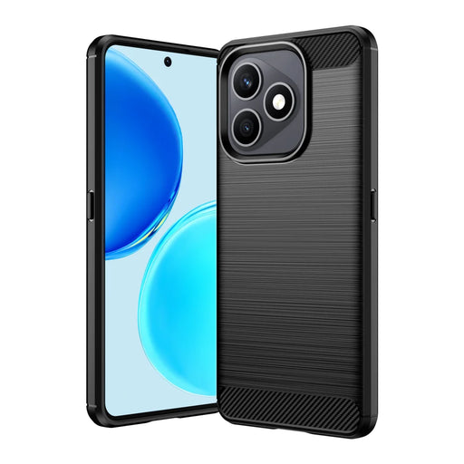 WANLONFENG for Honor X8d 4G Case with Screen Film  LS Series Big Lens Hole Brushed Texture TPU Phone Cover - Black - 2