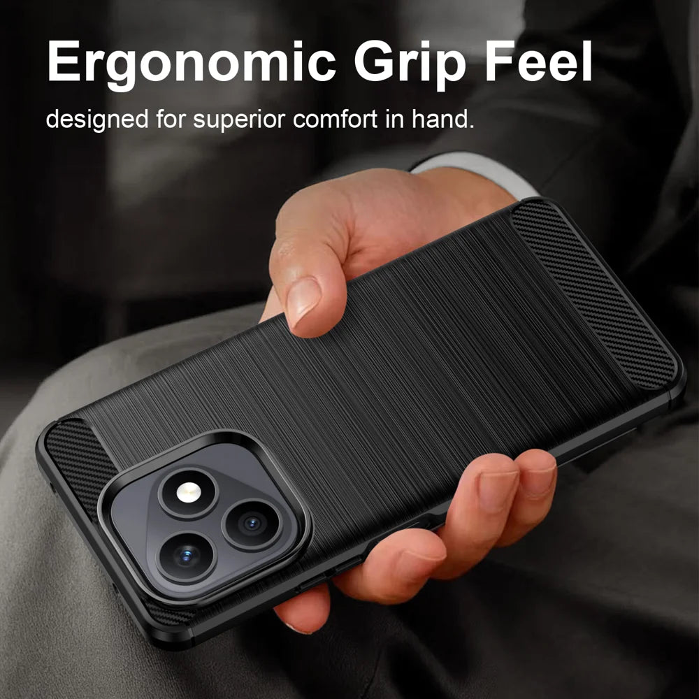WANLONFENG for Honor X8d 4G Case with Screen Film  LS Series Big Lens Hole Brushed Texture TPU Phone Cover - Black - 3