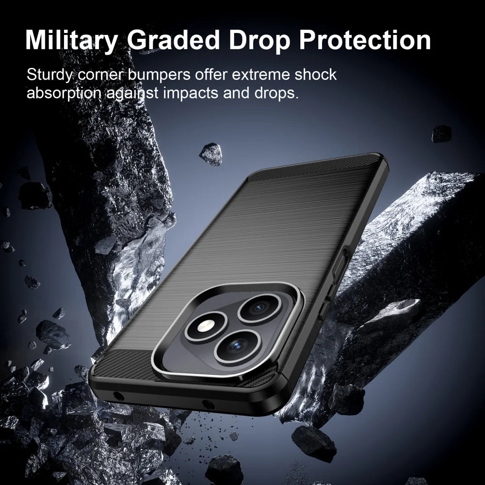 WANLONFENG for Honor X8d 4G Case with Screen Film  LS Series Big Lens Hole Brushed Texture TPU Phone Cover - Black - 5