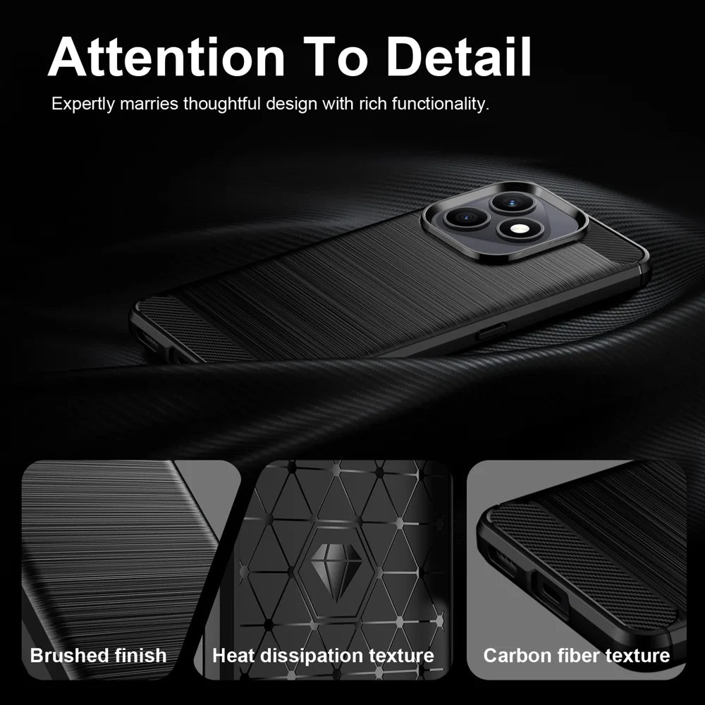 WANLONFENG for Honor X8d 4G Case with Screen Film  LS Series Big Lens Hole Brushed Texture TPU Phone Cover - Black - 7
