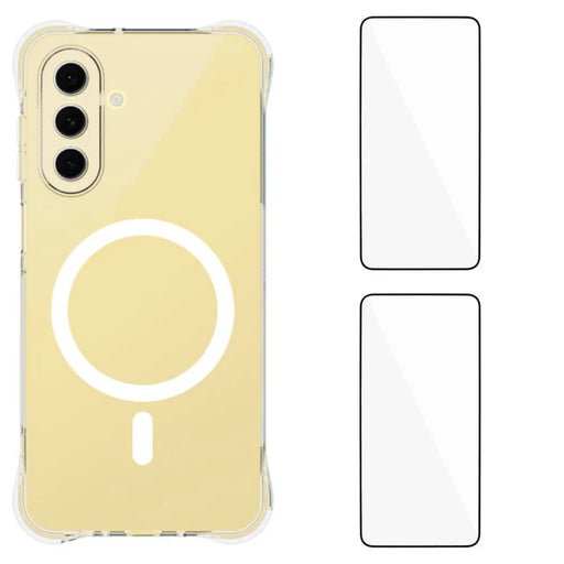 WANLONFENG for Samsung Galaxy A26 5G WL1 Series 2.0mm Magnetic Case Clear TPU Phone Back Cover with 2Pcs Screen Films - Transparent - 1