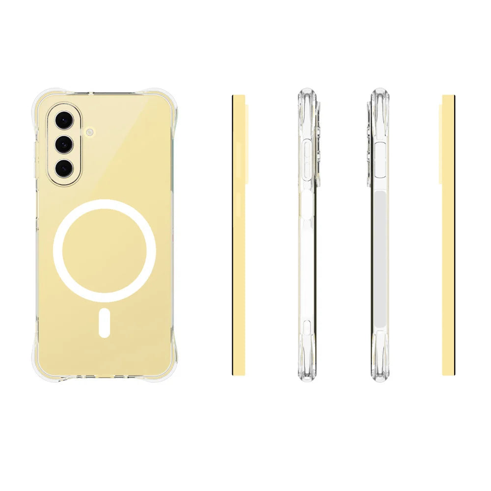 WANLONFENG for Samsung Galaxy A26 5G WL1 Series 2.0mm Magnetic Case Clear TPU Phone Back Cover with 2Pcs Screen Films - Transparent - 6
