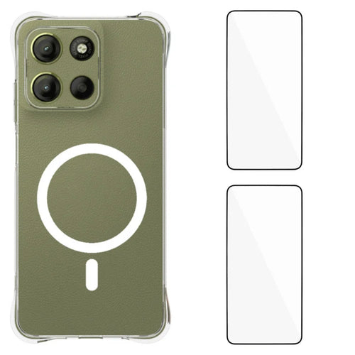 WANLONFENG for Motorola Moto G17 4G / Motorola Moto G15 4G / Motorola Moto G15 Power 4G / Motorola Moto G17 Power 4G WL1 Series 2.0mm Magnetic Case Clear TPU Phone Back Cover with 2Pcs Screen Films - Transparent - 1