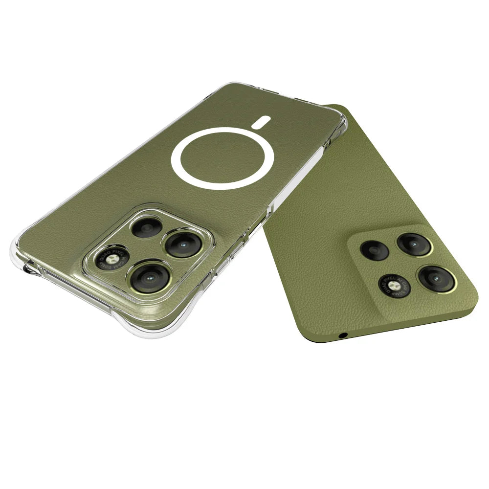 WANLONFENG for Motorola Moto G17 4G / Motorola Moto G15 4G / Motorola Moto G15 Power 4G / Motorola Moto G17 Power 4G WL1 Series 2.0mm Magnetic Case Clear TPU Phone Back Cover with 2Pcs Screen Films - Transparent - 5