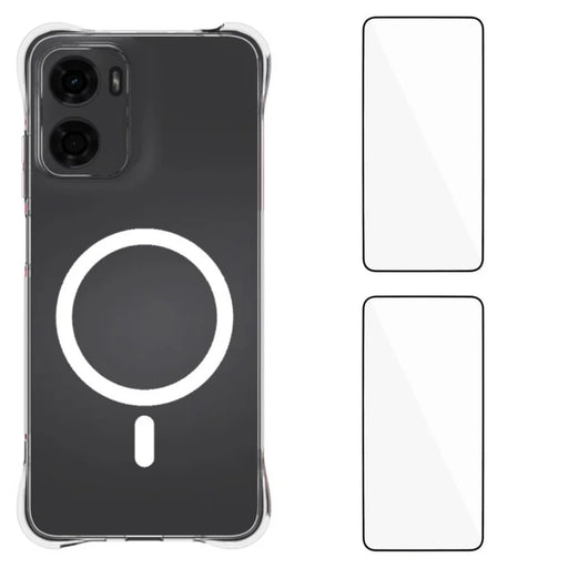 WANLONFENG for Motorola Moto G05 4G WL1 Series 2.0mm Magnetic Case Clear TPU Phone Back Cover with 2Pcs Screen Films - Transparent - 1