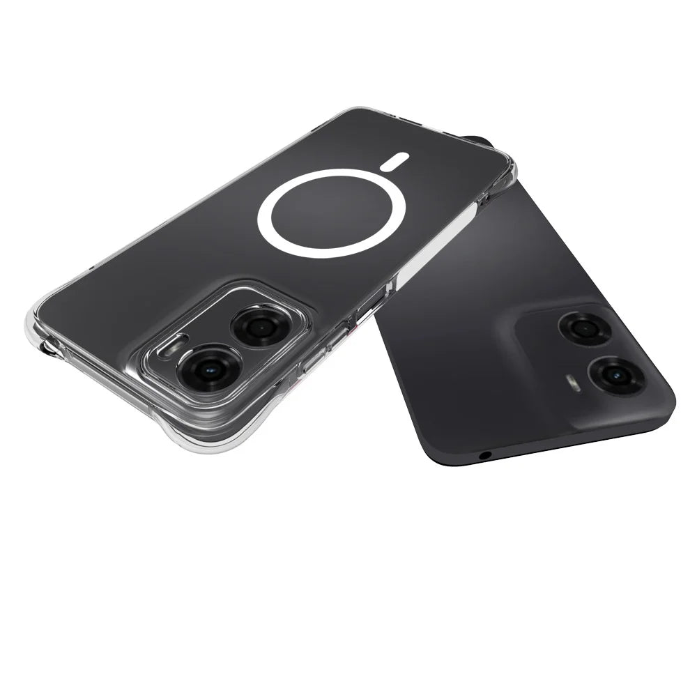 WANLONFENG for Motorola Moto G05 4G WL1 Series 2.0mm Magnetic Case Clear TPU Phone Back Cover with 2Pcs Screen Films - Transparent - 5